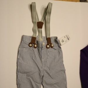 Seersucker pants with suspenders